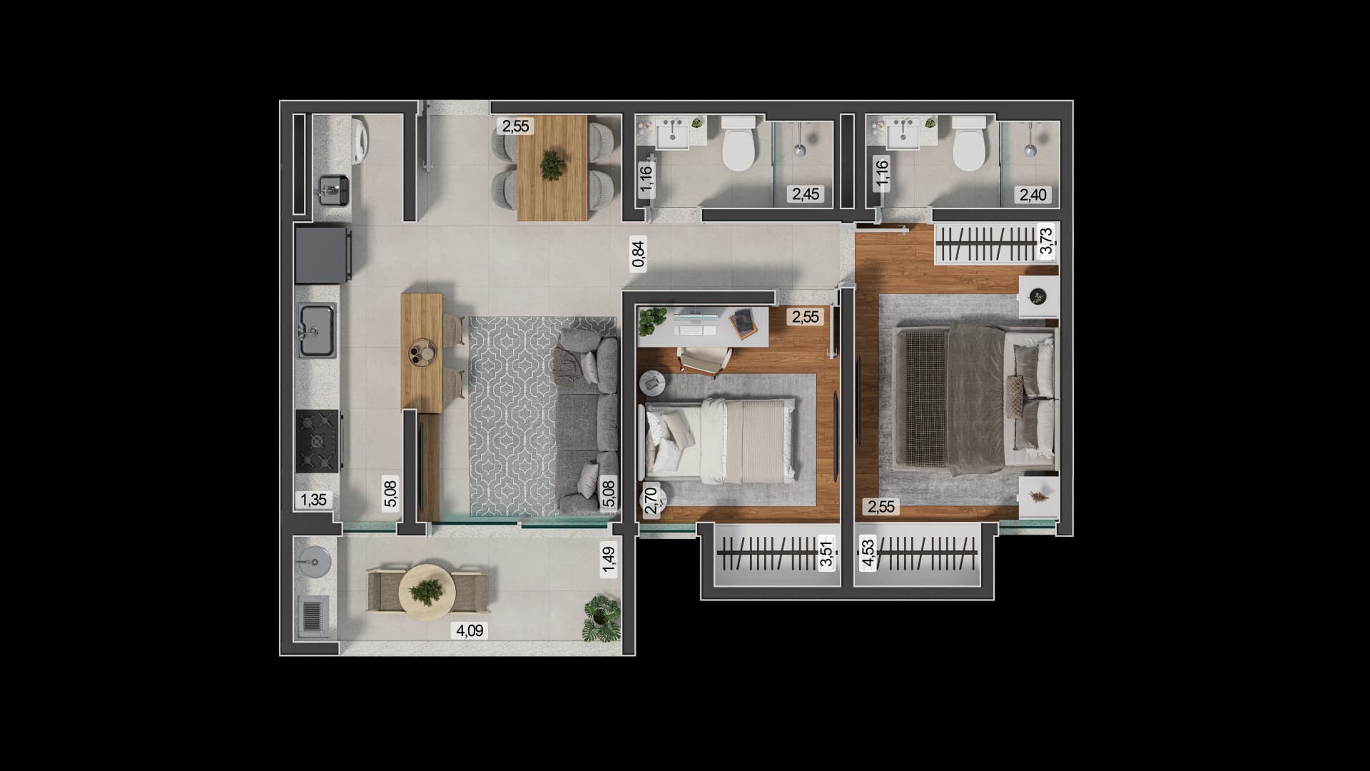 Planta baixa do Apto 503 - Apartamento 2 quartos no São Mateus