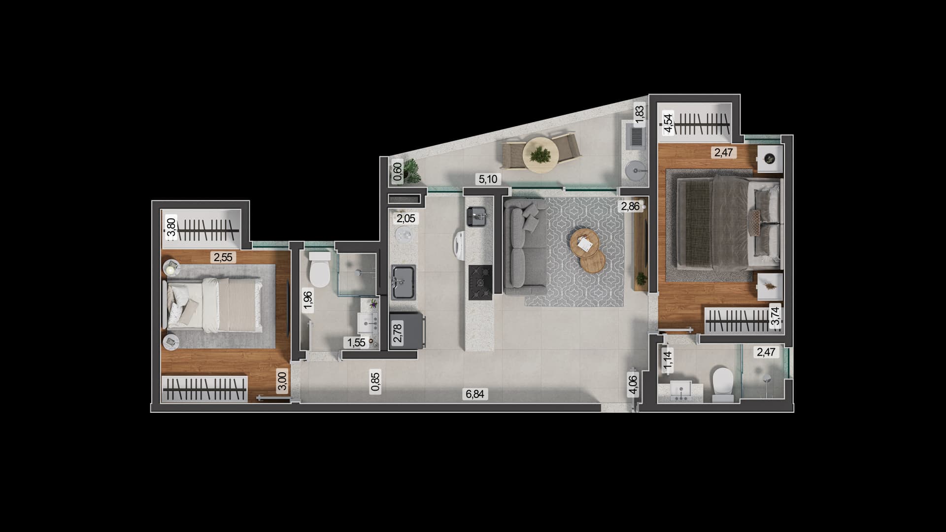 Planta baixa do Apto 1014 - Apartamento 2 quartos no São Mateus