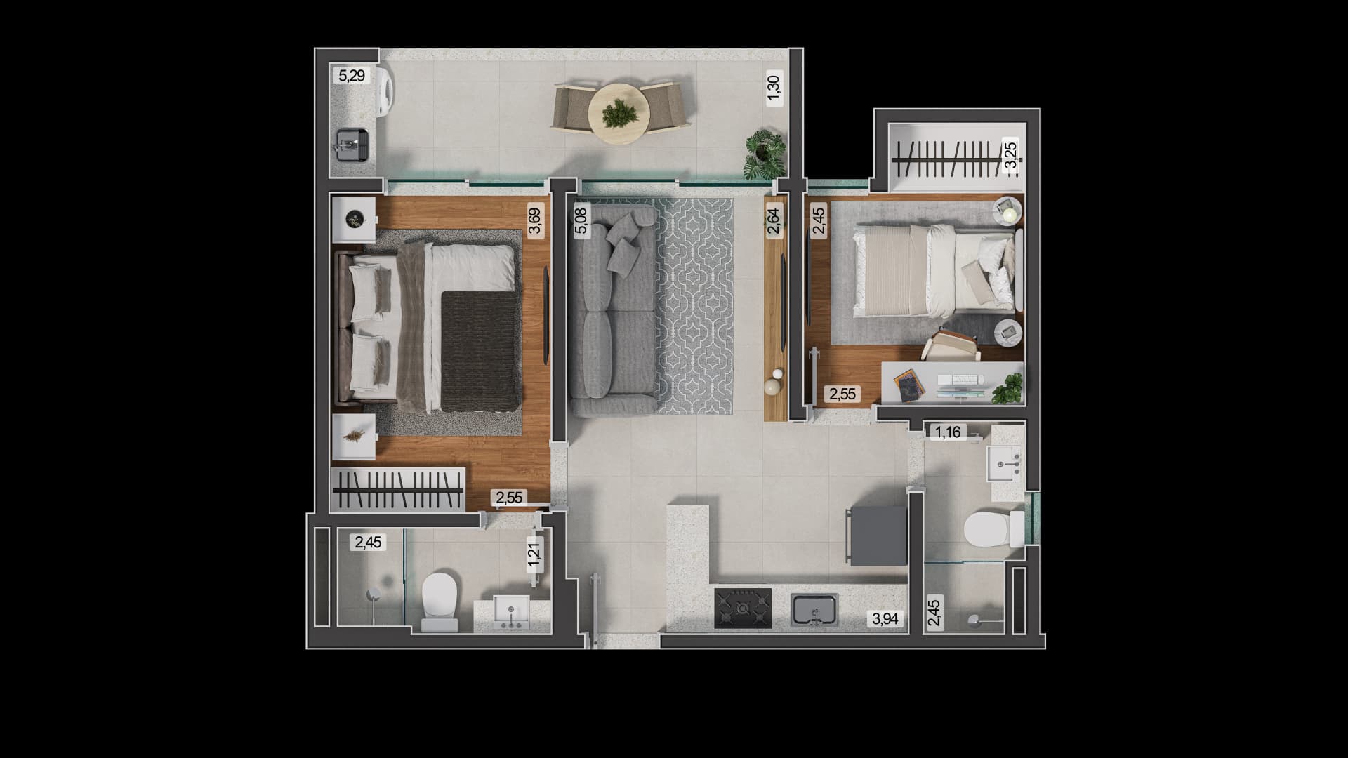 Planta baixa do Apto 1010 - Apartamento 2 quartos no São Mateus