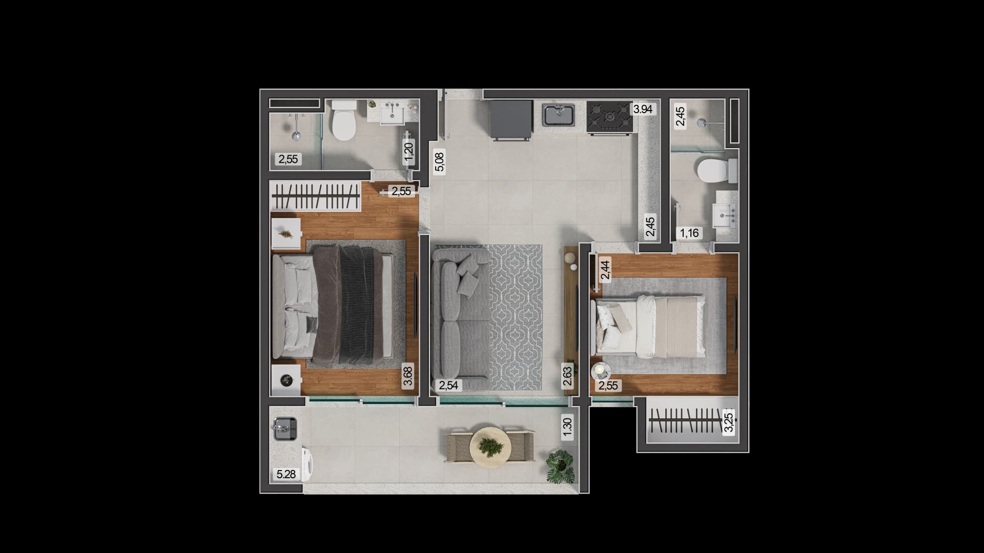 Planta baixa do Apto 1306 - Apartamento 2 quartos no São Mateus