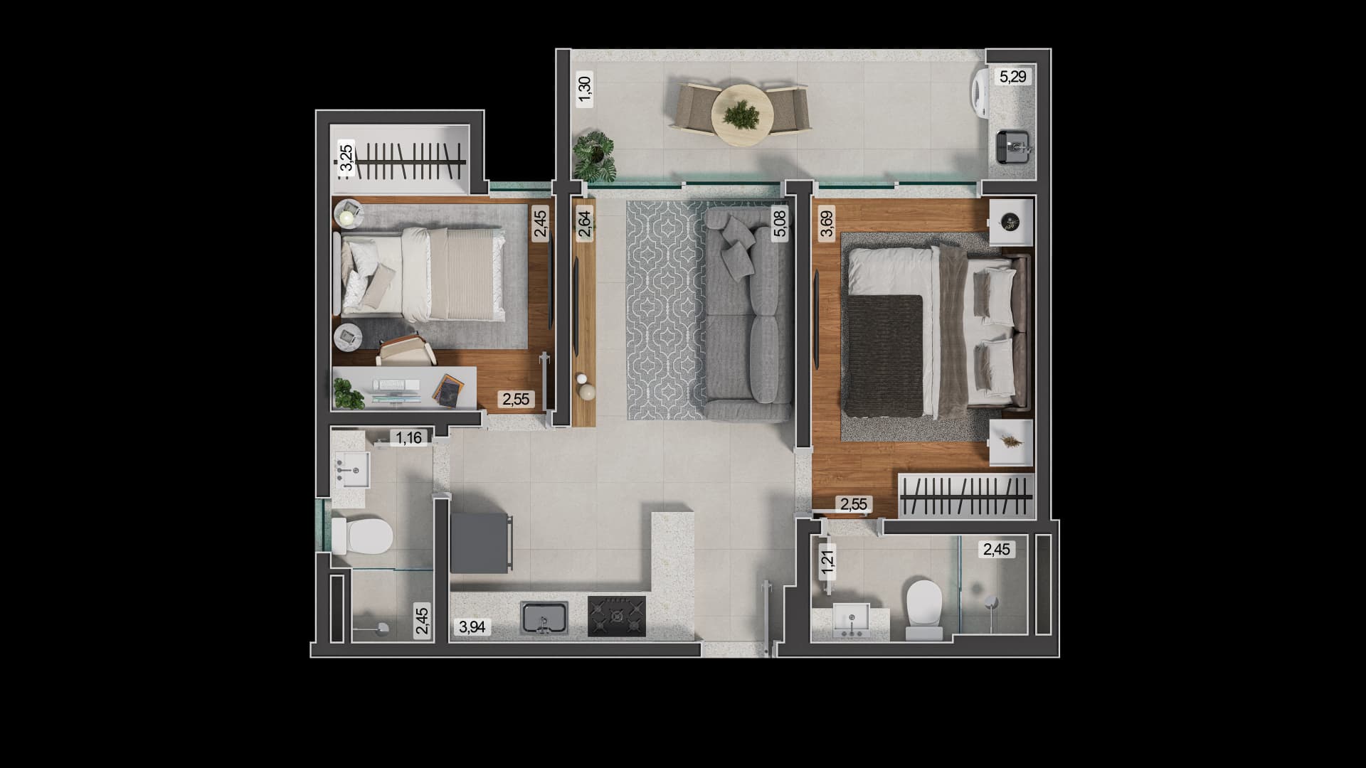 Planta baixa do Apto 711 - Apartamento 2 quartos no São Mateus